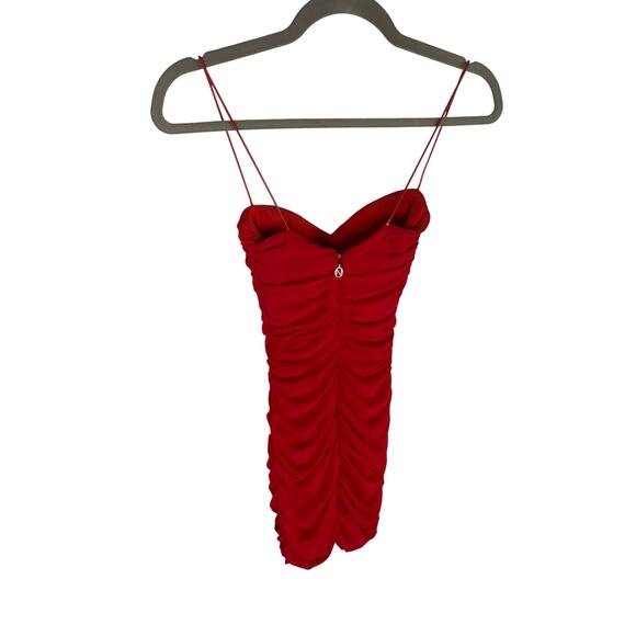 Nookie Monroe Mini Dress Cutout Ruched Mesh Sexy Party Cocktail Hoco Flame XS - Picture 8 of 11